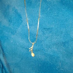 14k solid gold necklace and note